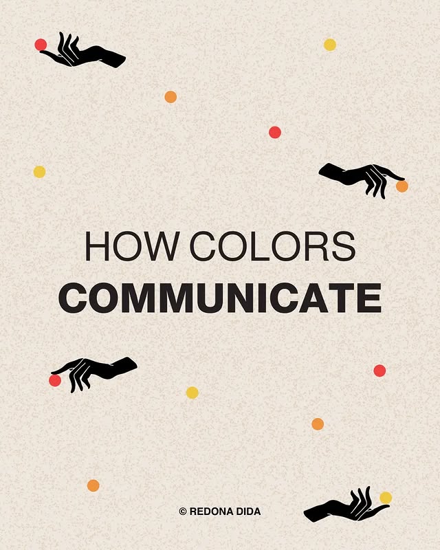 Bold black headline with illustrated black hands and small colorful dots on cream paper.